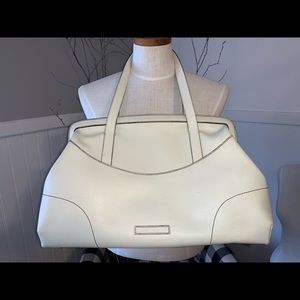 Large White Leather Handbag